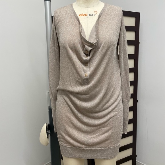 All Saints Lurex Sheer Knit Dress - Picture 7 of 8